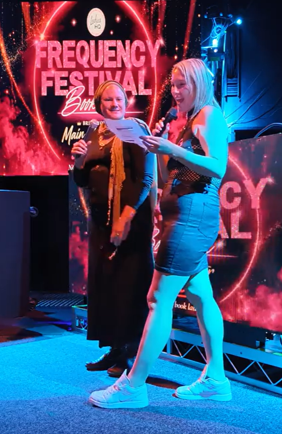 Rebecca Kelly on stage at the Ladies HQ Frequency Festival